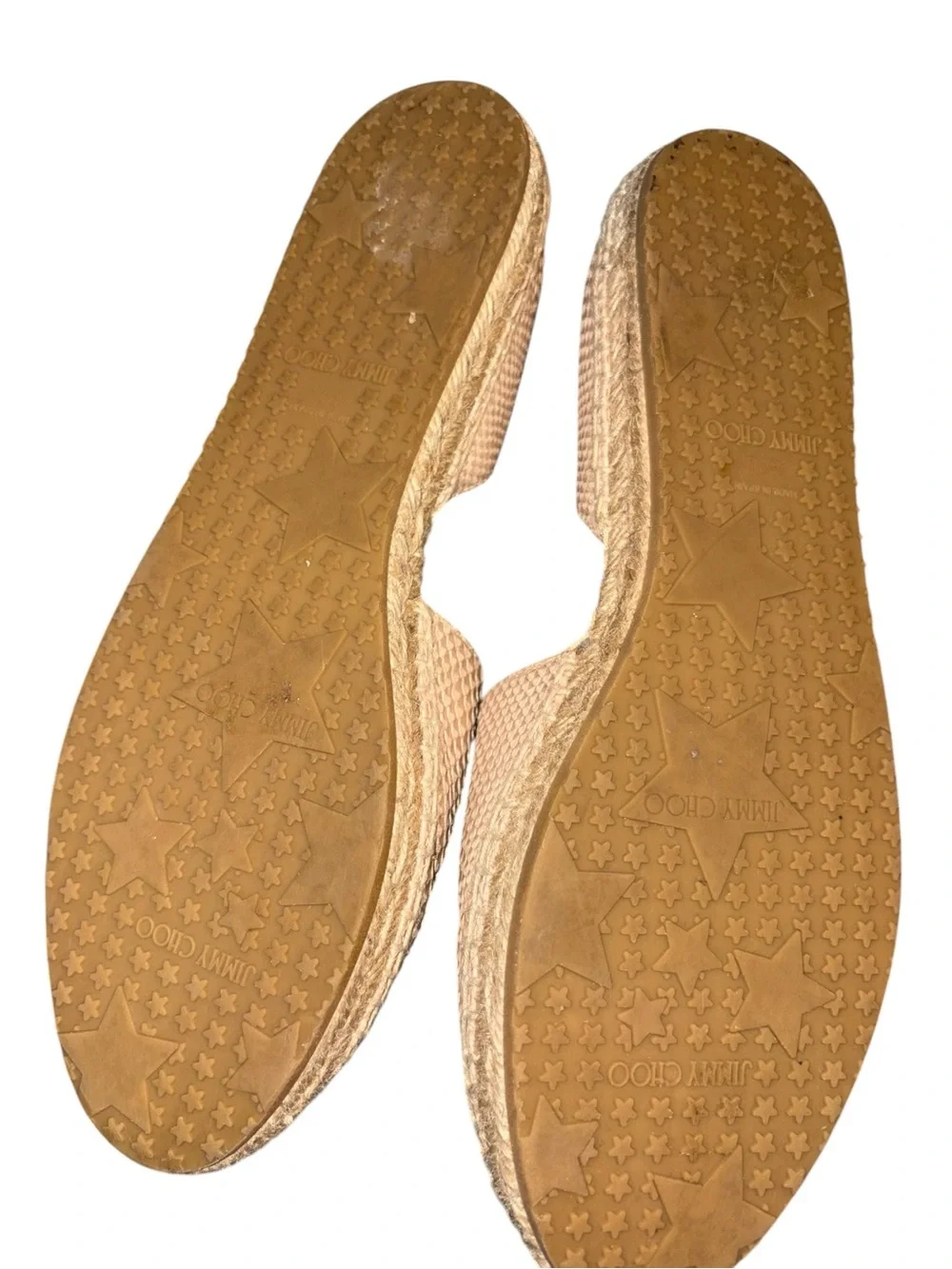 JIMMY CHOO Beige Pearl Embossed Snakeskin Leather Dreya D'Orsay Flat Espadrilles